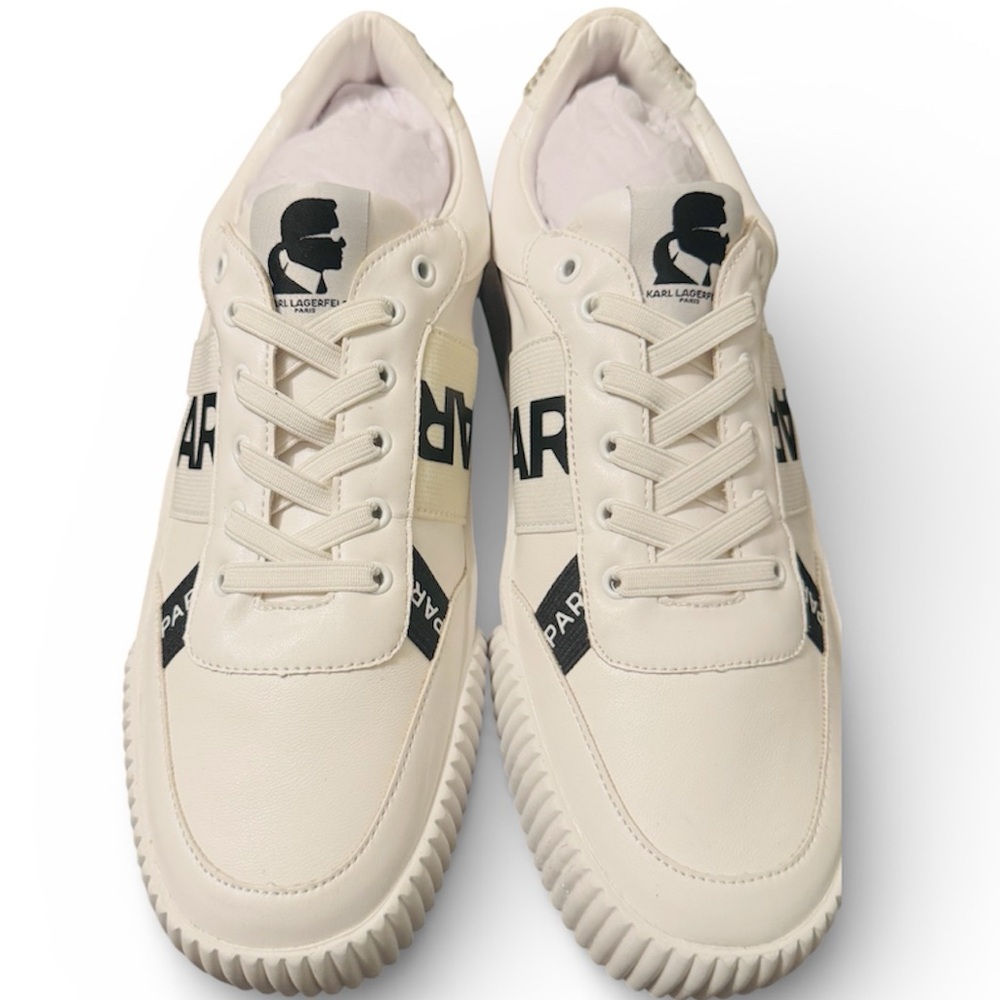 Karl Lagerfeld Cream Sneakers with Black Details